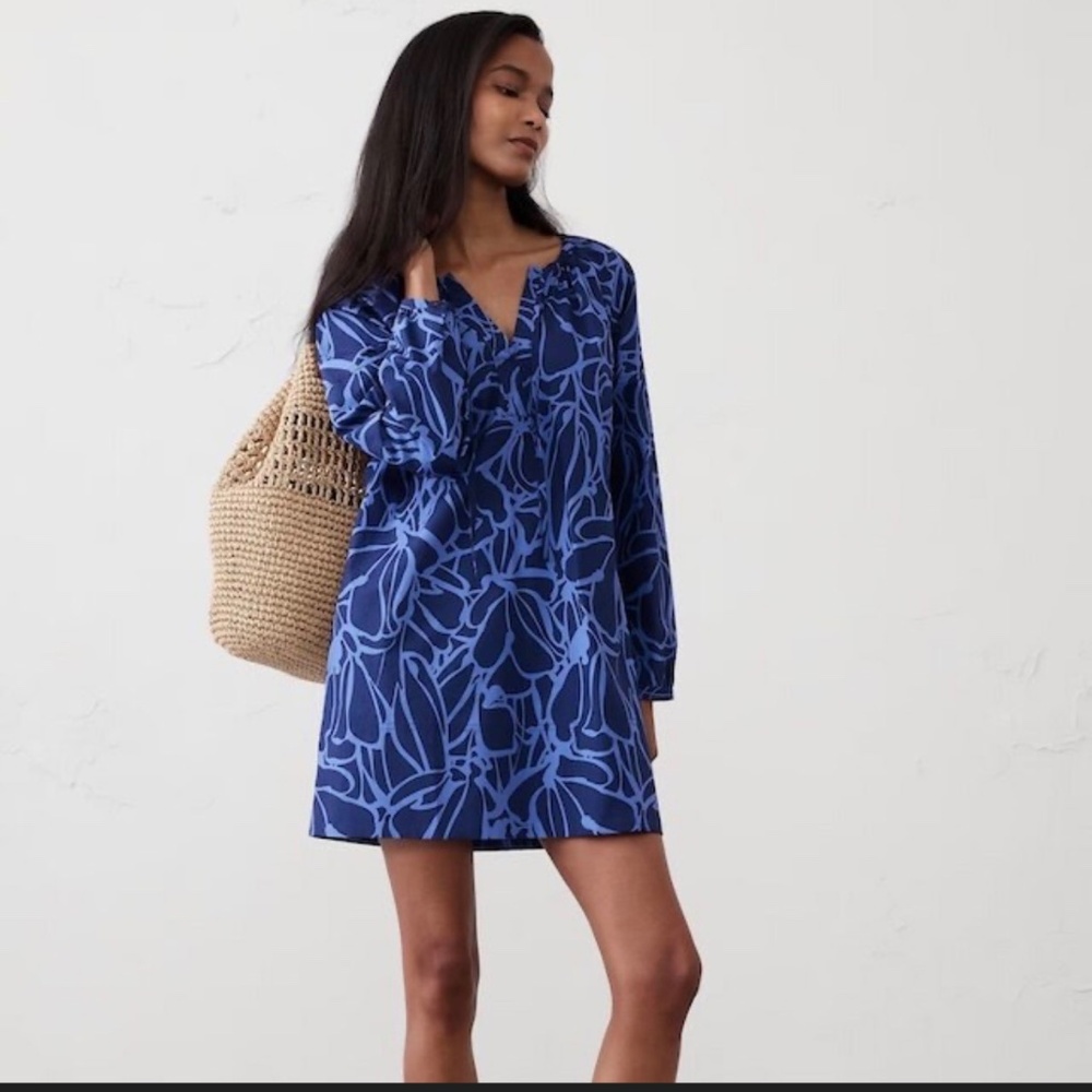 NWT Banana Republic Tie Neck Poplin Mini dress M